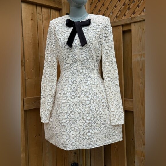 🆕 BRONX & BANCO 🧿 NWOT Courtney Long Sleeve White Lace Mini Dress, Sz L US 8 - Picture 11 of 15